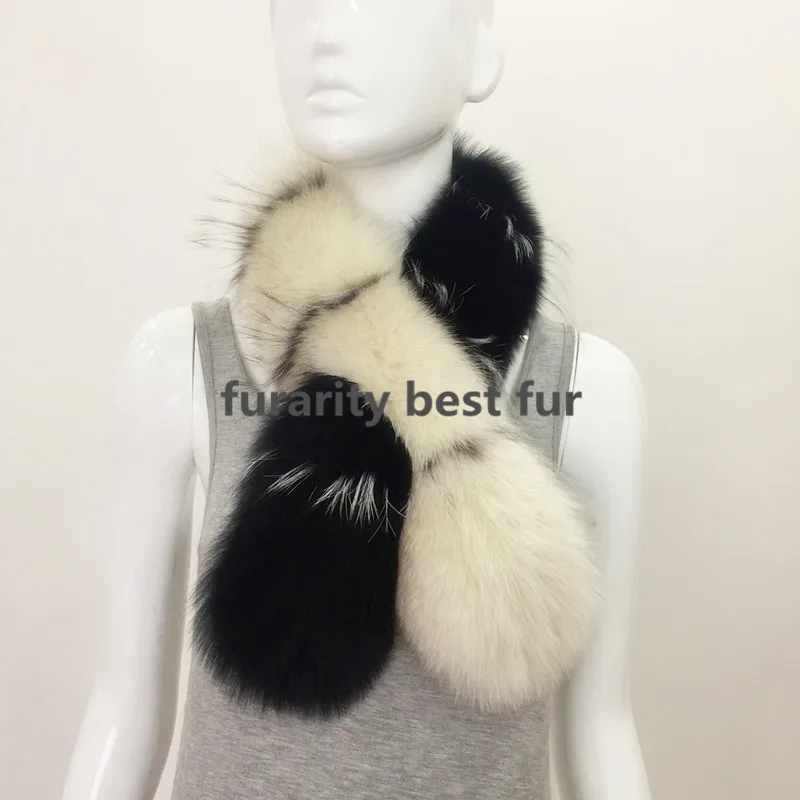 SF0245 New Arrival Women Real fox Fur Collar Scarf Fashion Womens Natural Design Scarves Girls Neck Warmer Black Stole |