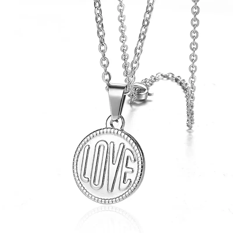 ZFVB Fashion Lovers LOVE Pendant Necklaces Women Stainless Steel Gold Silver color Clavicle Chain Necklace Pendants Jewelry Gift | Украшения