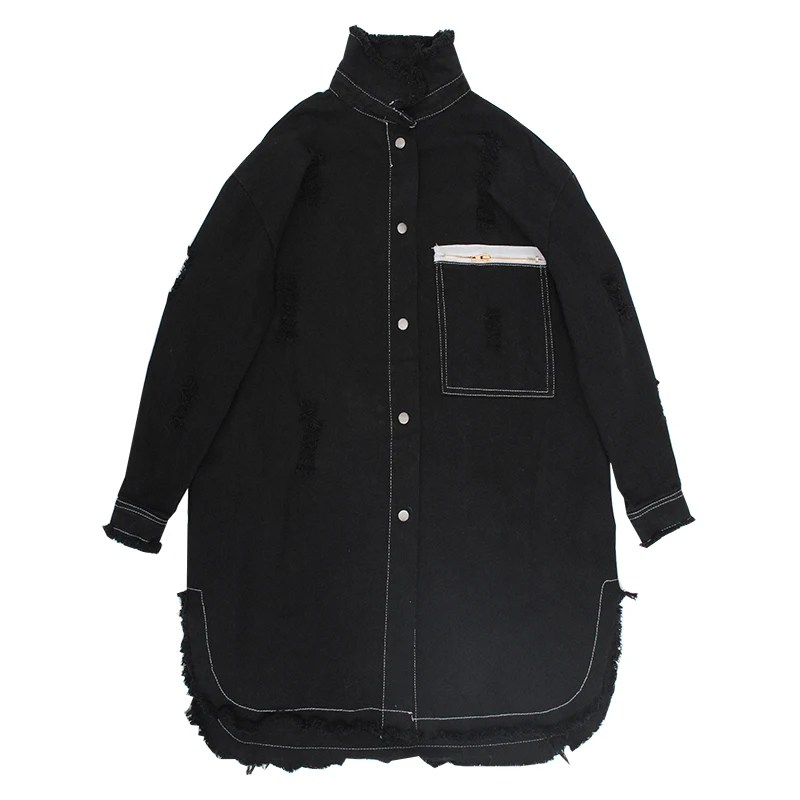 Для женщин джинсовая ветровка 2018 сезон: весна–лето Винтаж мода отверстие