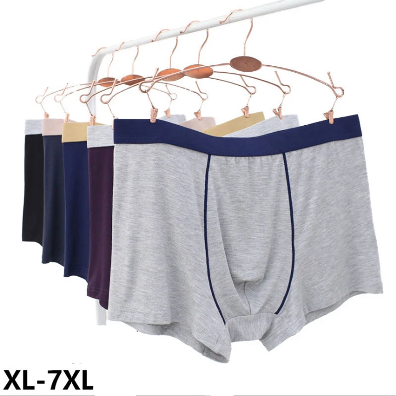 

7XL Men's Bamboo Fiber boxer shorts underwear sexy obesity men middle waist Underpants Breathable comfort Panties Plus Size