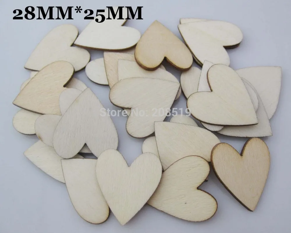 

WBNLLO 50pcs FlatBack Heart Wood Buttons 25MM*28MM Handmade Craft Supplies