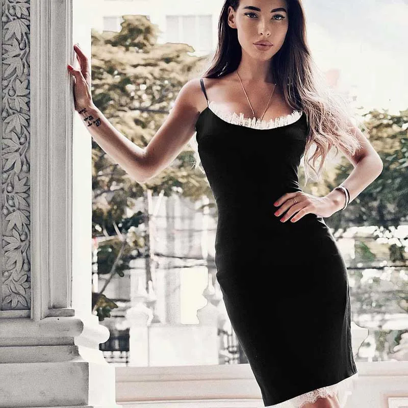 2019 Mini Dress Sexy Celebrity Backless Spaghetti Strap Women Lace Bandage Night Club SleevelessBody con Party Dresses Wholesale | Женская