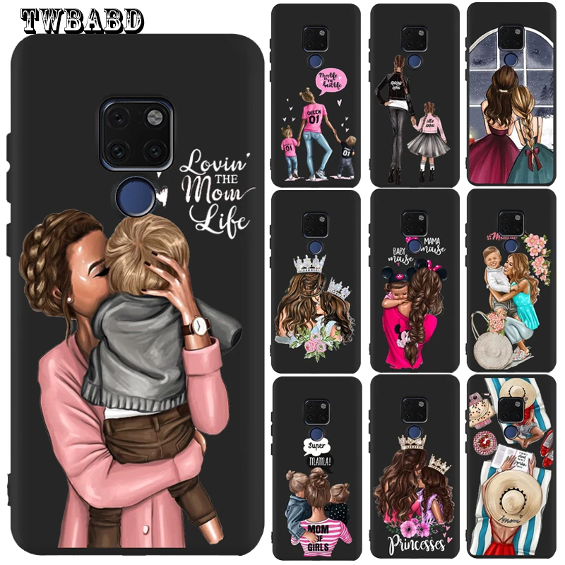 Модный чехол с мамой Super Mama Girl Baby для Huawei Mate 20 Lite Mate10 Mate20 Pro Coque Nova 4e 3 Nova3i задняя