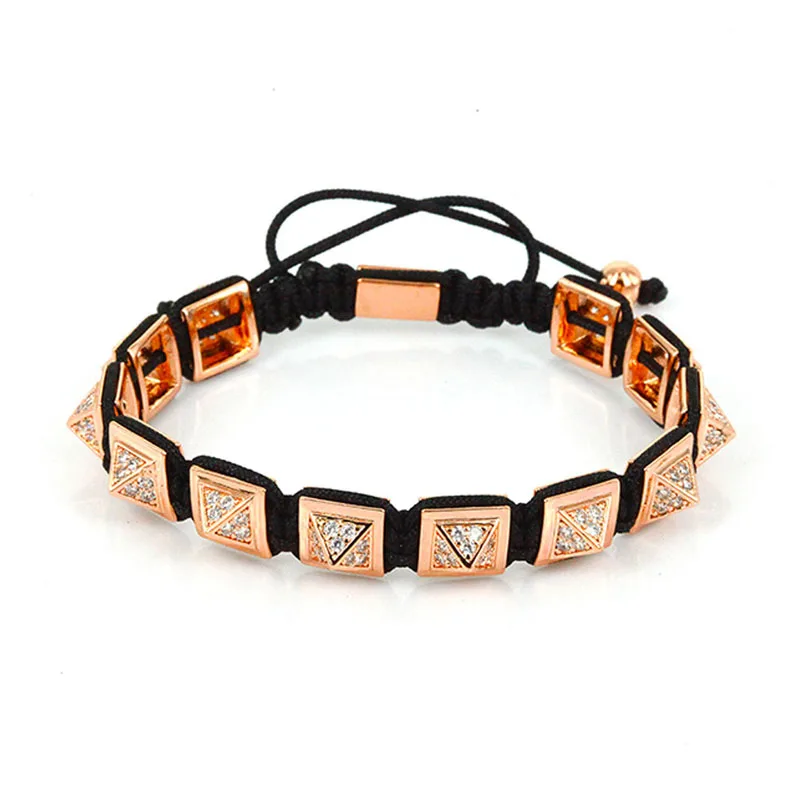 Известные мужские браслеты Квадратные Стальные Бусины микро белые кристаллы из