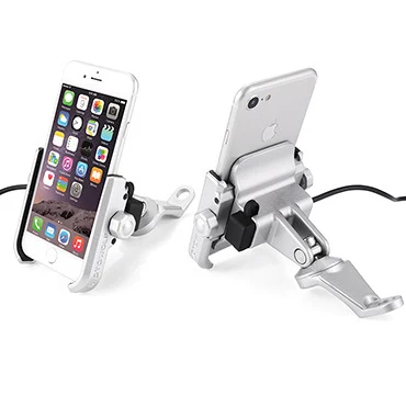 Rearview Mirror Держатель телефона из алюминиевого сплава для мотоцикла с usb зарядкой для iPhone X R, поддержка телефона, мото руль, зеркальный кронштейн заднего вида - Цвет: Rearview Mirror