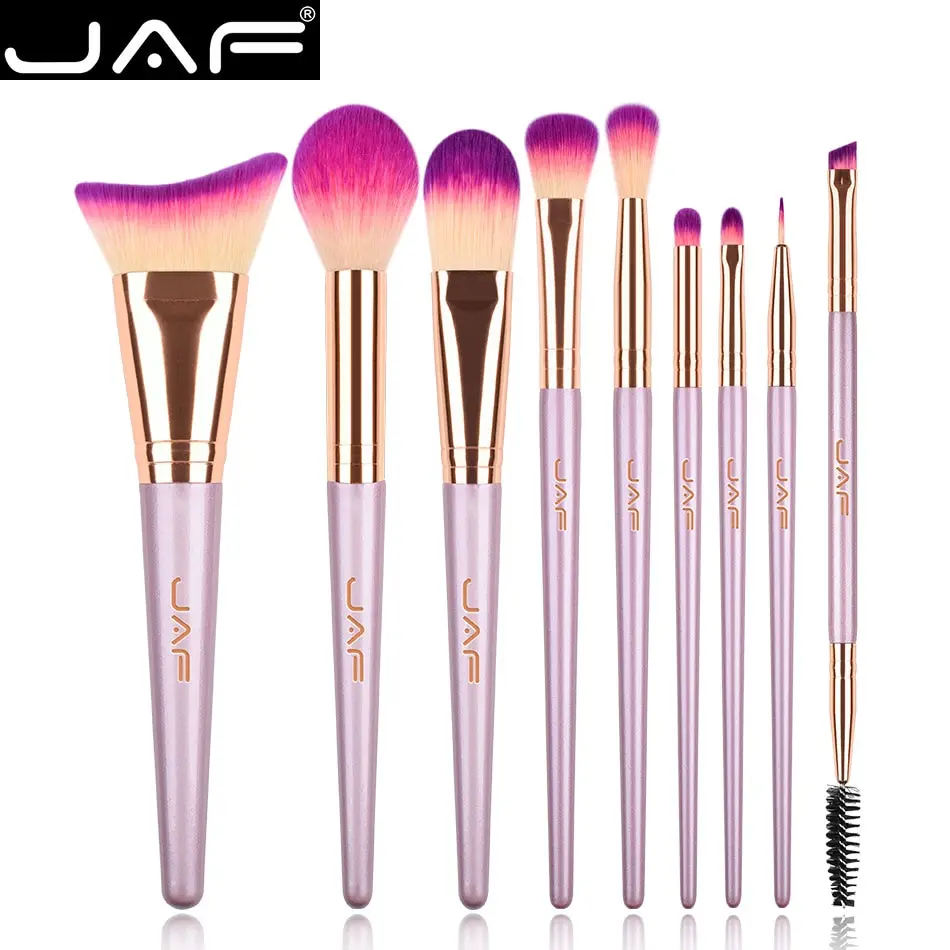 Набор кистей для макияжа JAF набор фиолетовых 9 шт.|hair shaving brush|hair brush handlebrush parts |