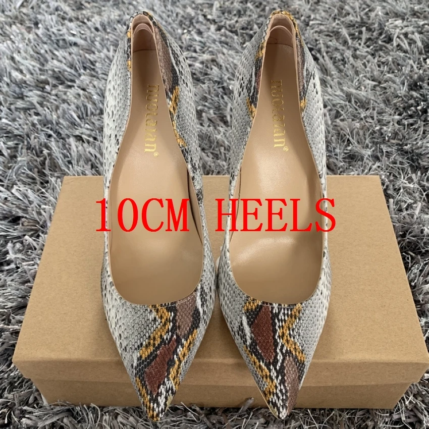 HH-SWAL 10cm 12/10/8 см; пикантные туфли из рельефной змеиной узор Для женщин острый носок и высокий каблук женские слипоны туфли-лодочки на шпильке; модная женская обувь для ночного клуба - Цвет: HH-SWAL 10cm