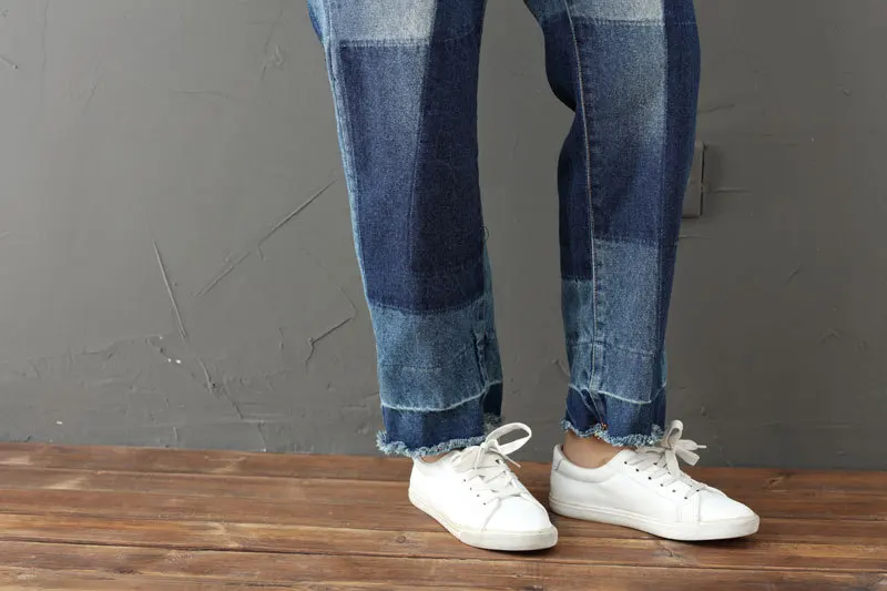 

Bleached Scratched Jeans For Women 2018 New Boyfriend Big Size Denim Pants Elastic Waist Vintage Harem Trousers Pantalon G120901