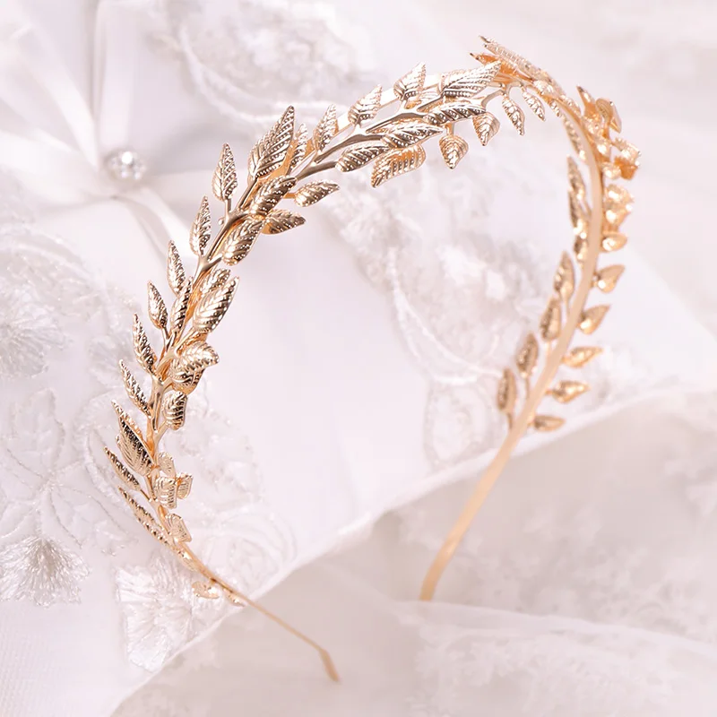 Свадебная Корона золотого цвета с листьями украшения для волос из сплава