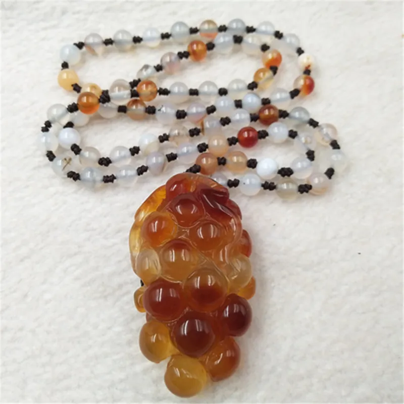 Natural agate chalcedony authentic carved pendant grape fruitful cb29# | Украшения и аксессуары