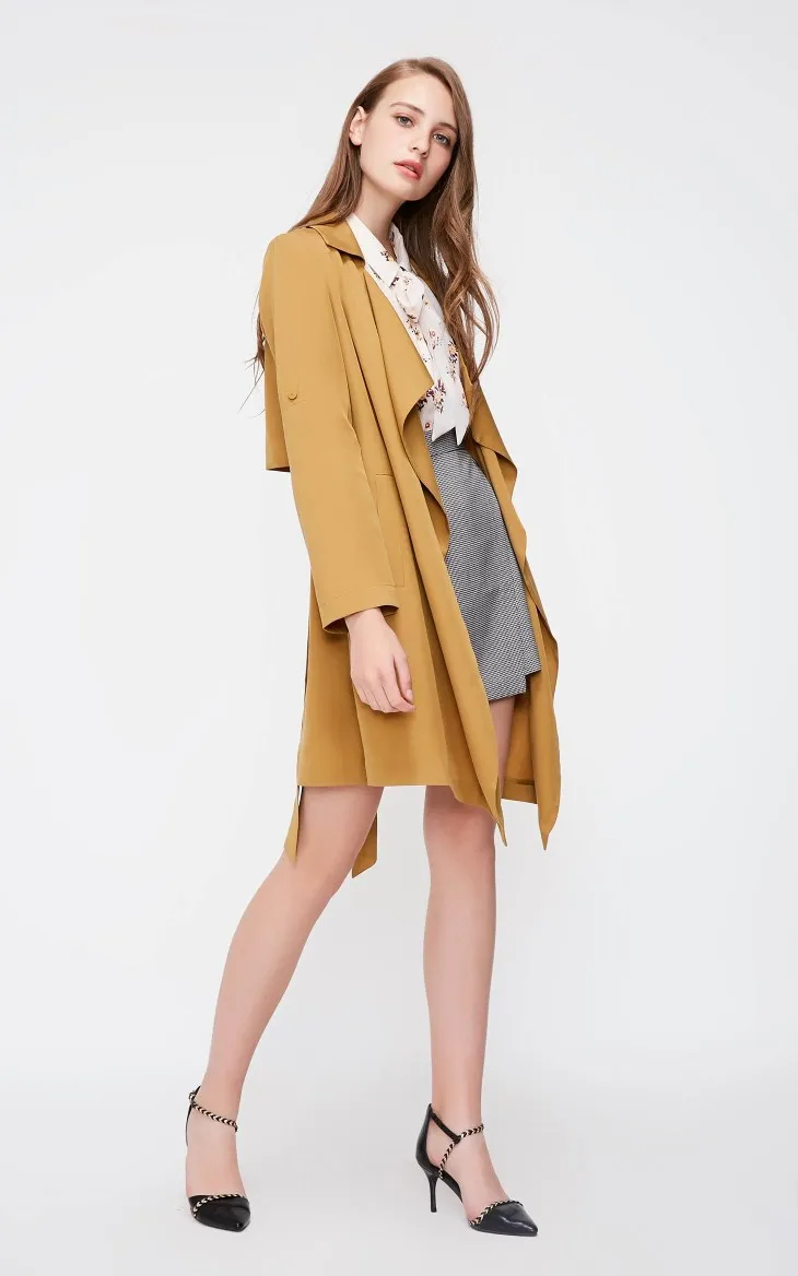 Vero Moda Женские OL стиль лацкан драпировки удлиненная ветровка | 318321513