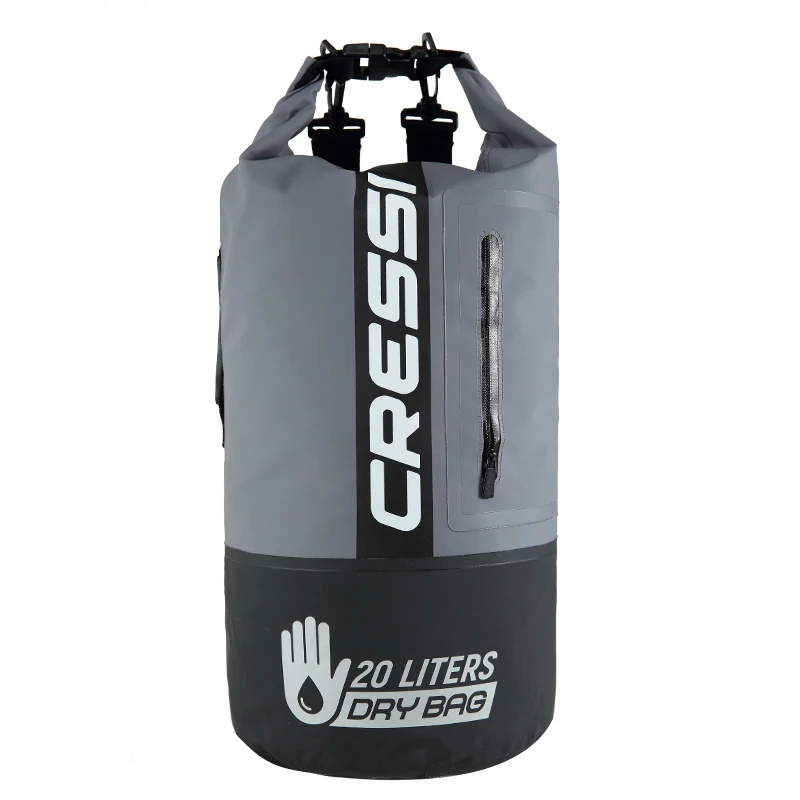 BLACK GREY Cressi 20L сухая Сумка премиум-класса, рюкзак для дайвинга, снаряжение для дайвинга, водонепроницаемая сумка большого объема для подводного плавания, дайвинга, дрейфующих лодок - Цвет: BLACK GREY