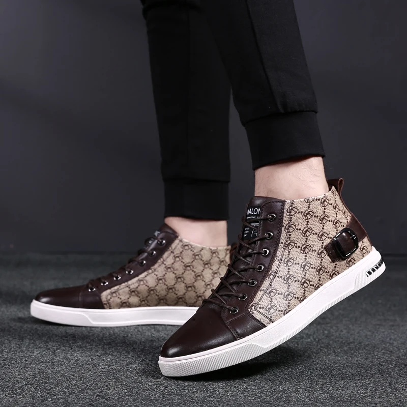 HEINRICH Top Quality Handmade Genuine Leather Men Shoes 2018 New Casual High-Top Work Non-Slip Chaussure Homme Haute | Обувь