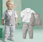 E  Bainel2020 новые костюмы для маленьких мальчиков Младенцы Новорождённые комплекты одежды детский жилет + рубашка + полосатые штаны, 3 предмета, комплекты, детские костюмы