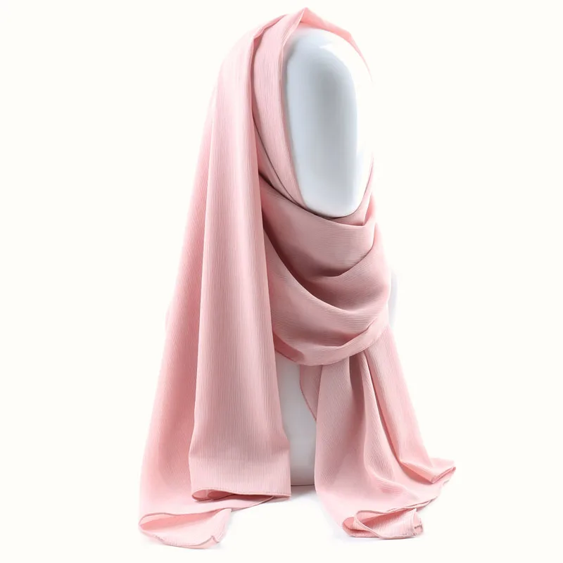 16 baby pink Один предмет женский однотонный креп-шифон хиджаб шарф Обертывания мягкие длинные мусульманские платки жатый шифон шарфы хиджабы - Цвет: 16 baby pink