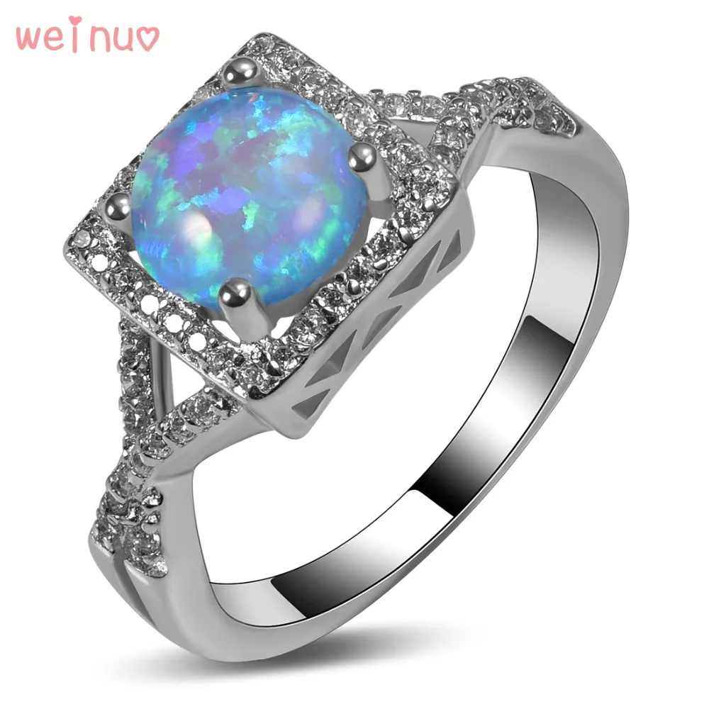 Женское кольцо из серебра 925 пробы с голубым опалом|ring size|ring size 5crystal ring |