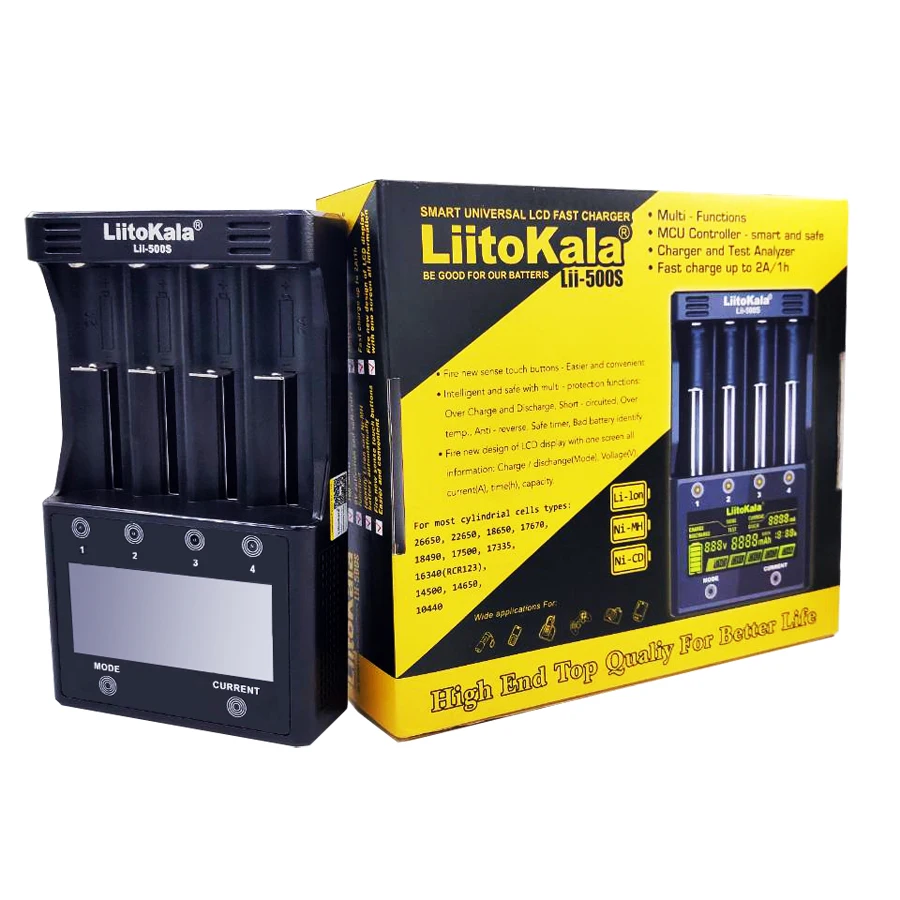 LiitoKala lii-500S lcd 3,7 V 1,2 V 18650 26650 21700 зарядное устройство с экраном, проверьте емкость аккумулятора с сенсорным управлением