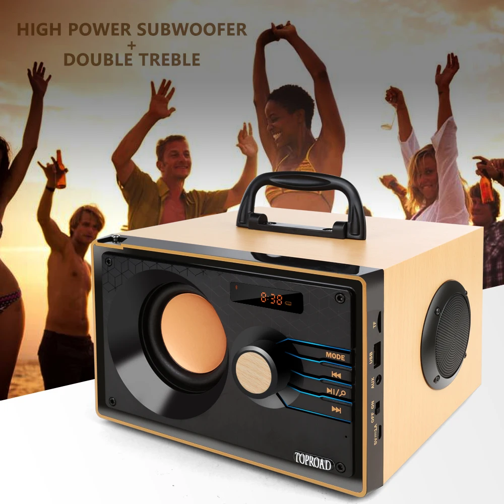TOPROAD беспроводной Bluetooth динамик стерео сабвуфер тяжелый бас динамик s музыка Soundbox с пультом дистанционного управления Поддержка FM TF AUX USB