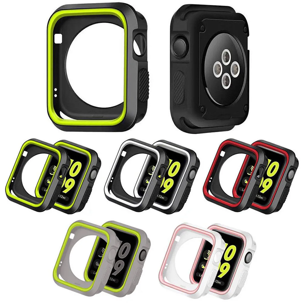 Модный двойной силиконовый чехол для Apple Watch Series 1/ 2/3 с полной защитой 42 мм 38 i 4