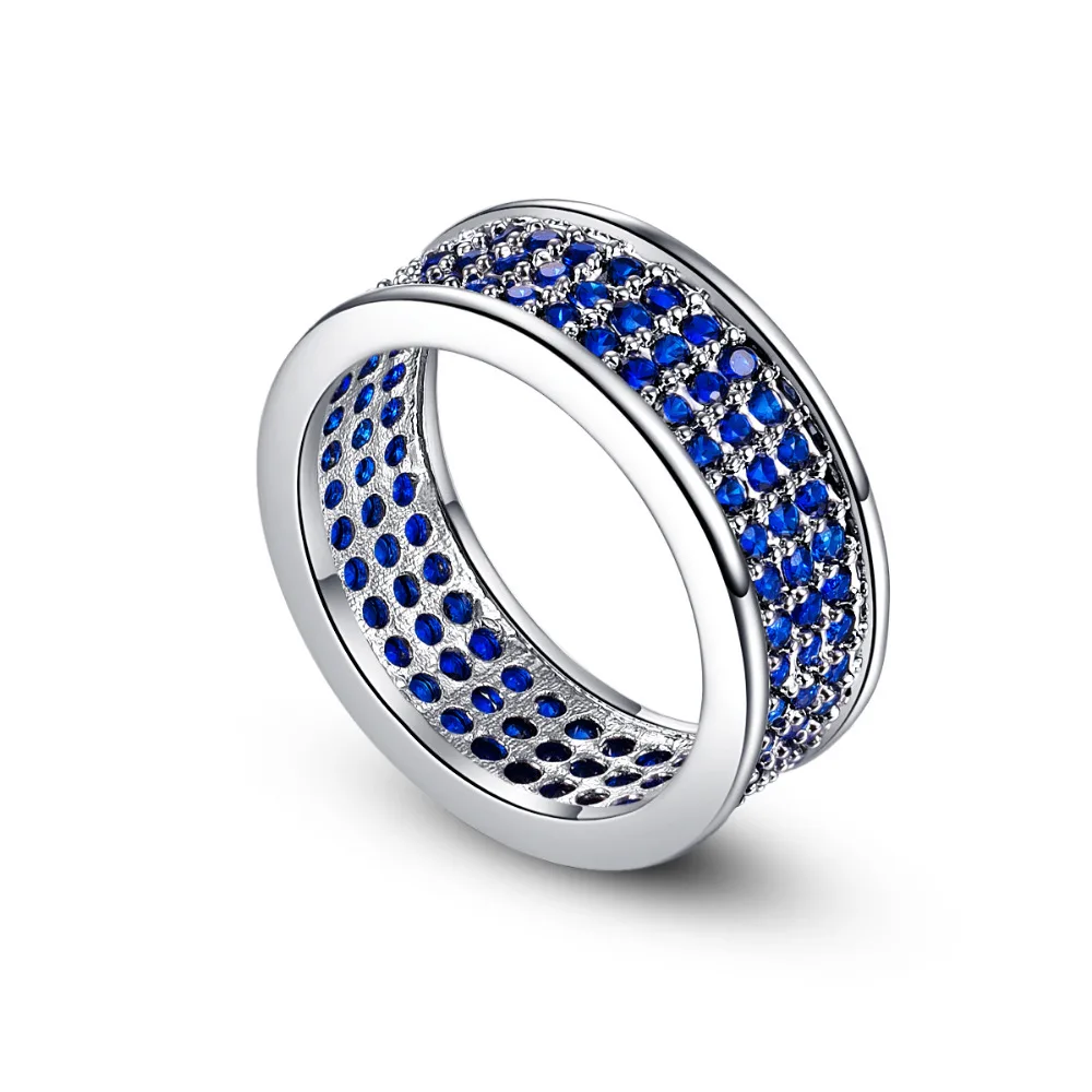 New Elegant Blue Cubic Ziconia Silver 925 Ring Unique Design Vintage Party Wedding Rings For Women Fashion Fine Jewelry Gift | Украшения и