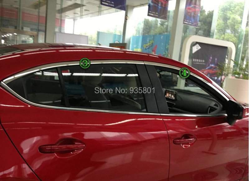 SUNFADA 4 шт./компл. хромированное верхнее окно из нержавеющей стали для MAZDA 3 AXELA Sedan &amp
