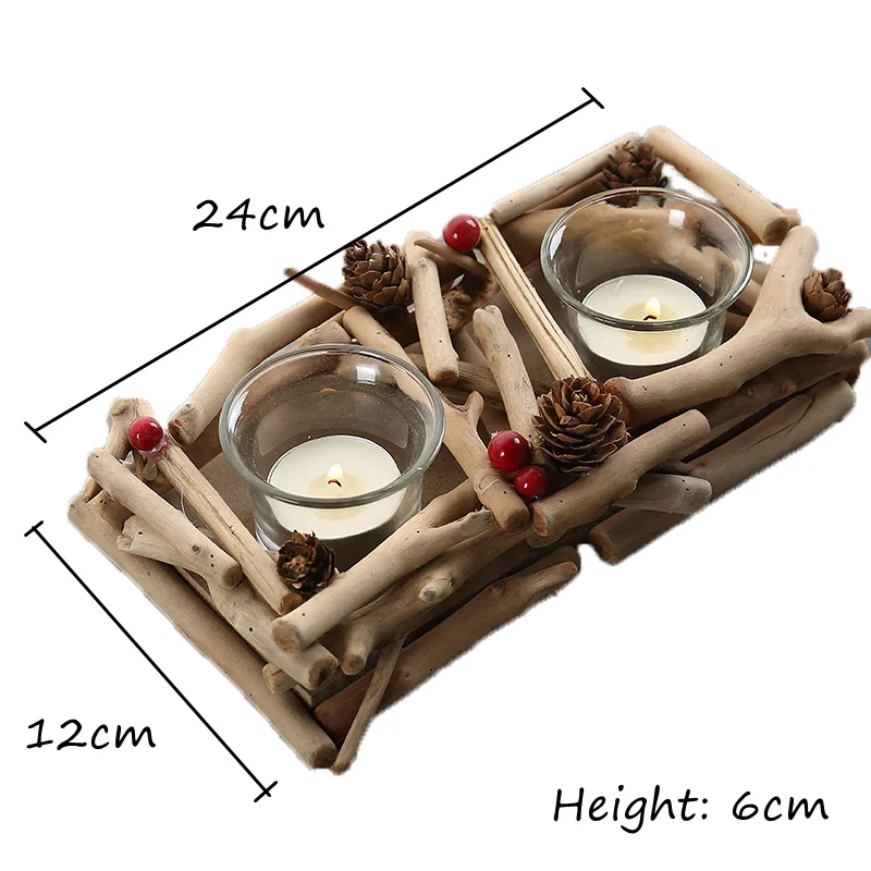 1 шт. ручной работы деревянный подсвечник двойной чашки Подсвечник Подсвечники
