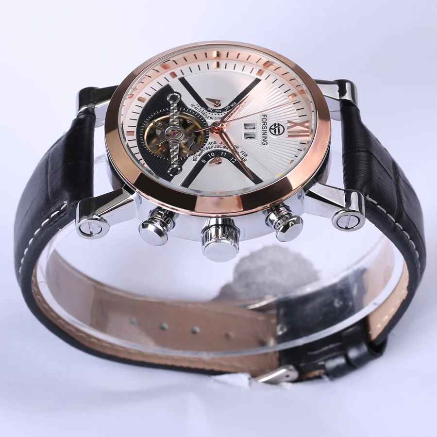 Роскошные брендовые автоматические часы Tourbillon с календарем отображением даты