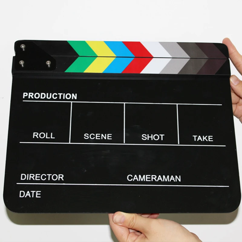 Acrylic Plastic Slate 25x30cm/10x12" Dry Erase Director's Film Clapboard Cut Action Scene Clapper Board Slate with Color Sticks images - 6