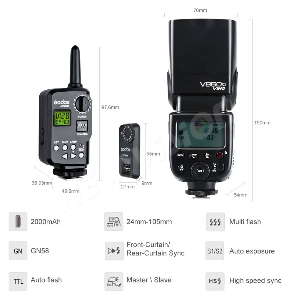 Godox Ving V860C TTL Li-Ion вспышка для камеры Speedlite с FT-16S Беспроводное управление мощностью