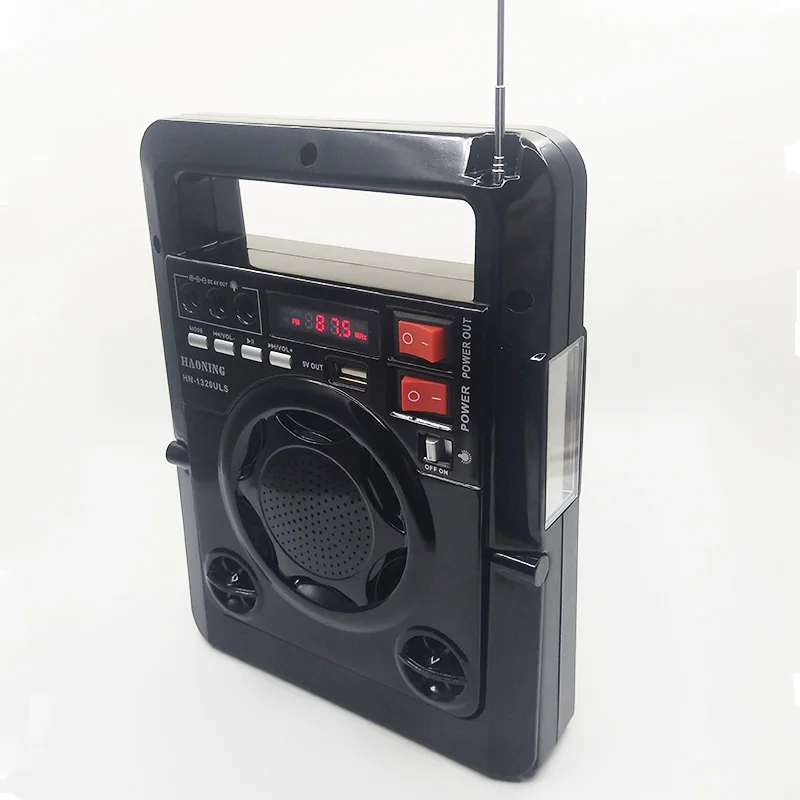 Перезаряжаемая Солнечная энергия зарядка FM радио TF USB динамик светодиодный фонарик power Bank функция для телефона аварийный источник питания