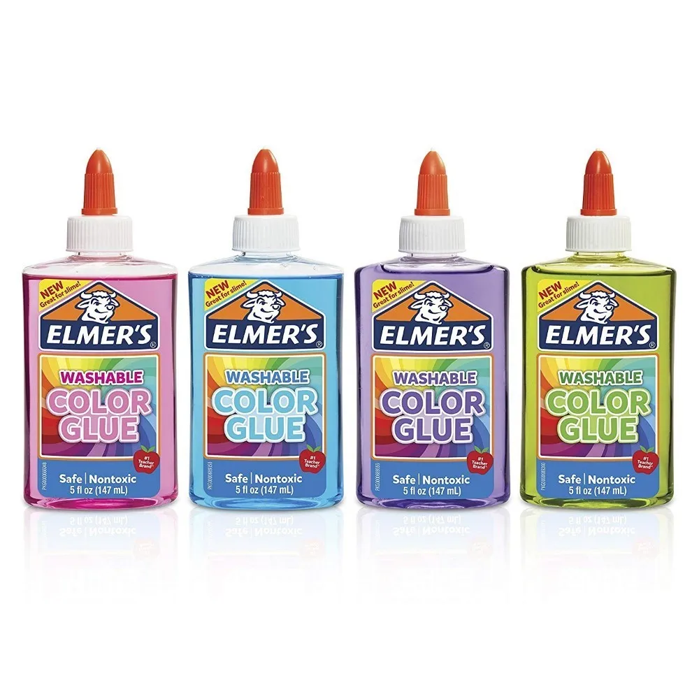 4 PCS 147 мл Elmers Elmer's моющийся прозрачный цветной клей фиолетовый школьный клей 5 унций отлично подходит для изготовления мелков слизи - Цвет: 4 PCS