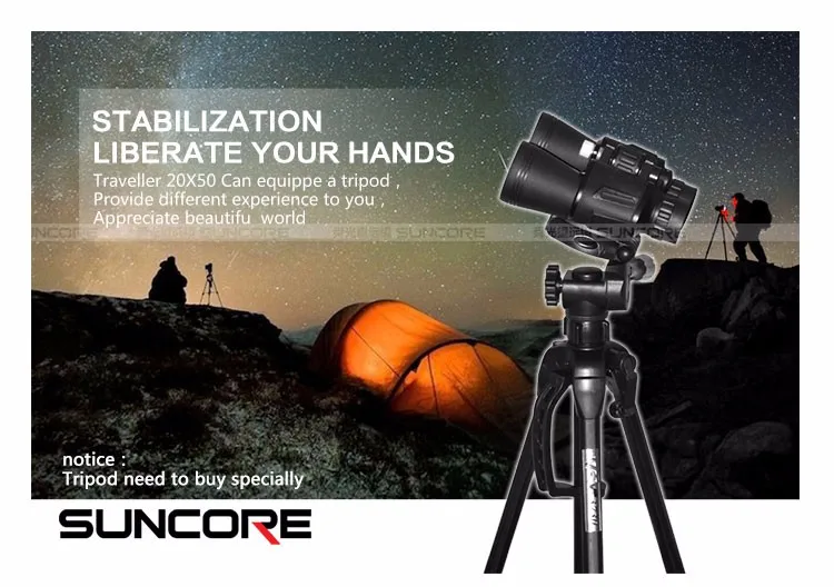 Suncore 20X50 мощный зум бинокль телескоп для охоты Профессиональный Высокое качество без инфракрасный Военный бинокль