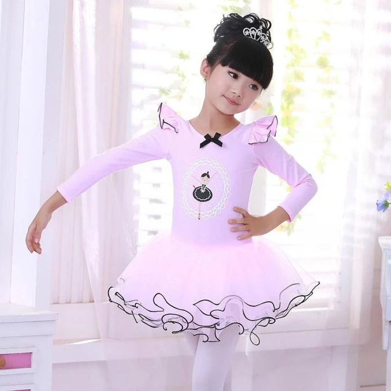 Girls Swan Ballet Tutu Princess Dancing Dress Long Sleeve Party Clothes Kids Children Stage Show Costumes Free Drop Ship | Детская