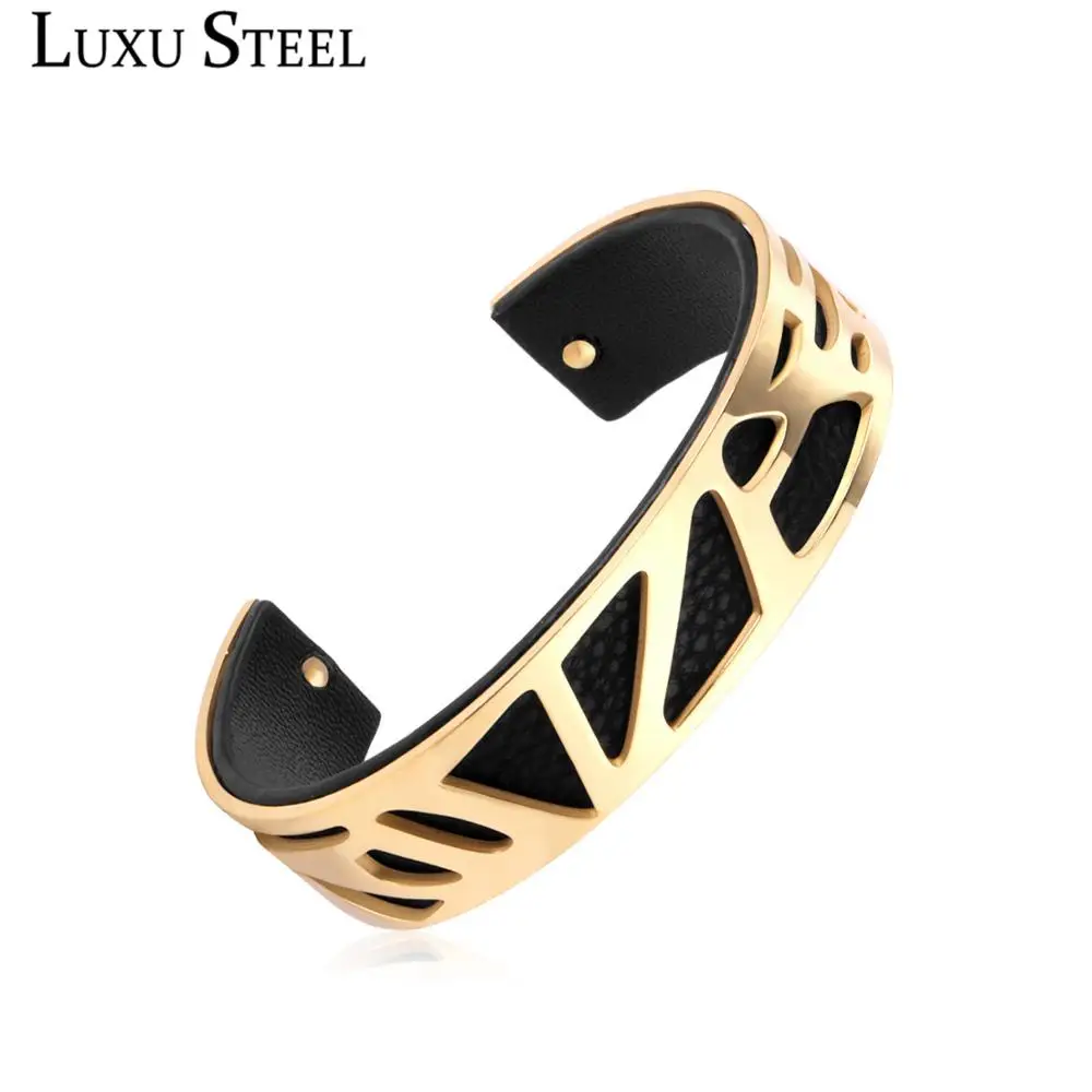 LUXUSTEEL ежедневная одежда кожаные браслеты для женщин/девушек золотые манжеты