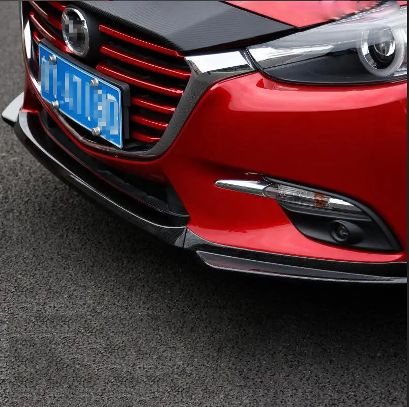 3 шт. углеродного волокна узор передний бампер губы подходит для Mazda 3 Axela