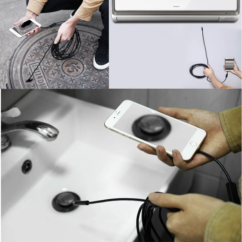 Volemer автомобильный бороскоп 5 мм 1 M/3m/5 M/7 M/10 M 6LED USB TYPE-C Порты и разъёмы для