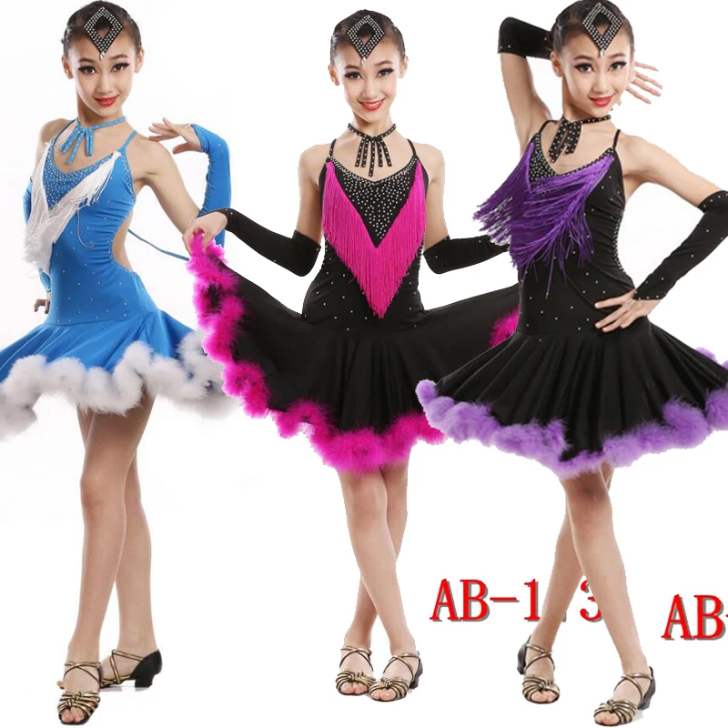 Детские костюмы для латиноамериканских танцев девочек соревнований платье