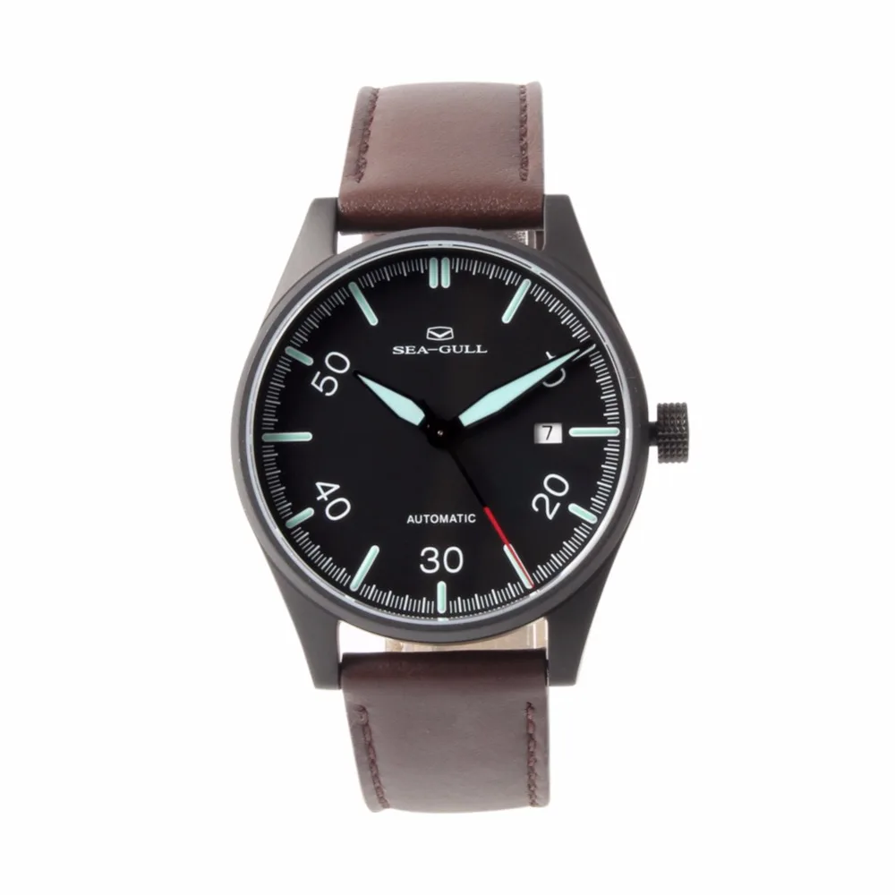 Оригинальные часы Seagull Sea Gull 819 583 H классические винтажные светящиеся с кожаным