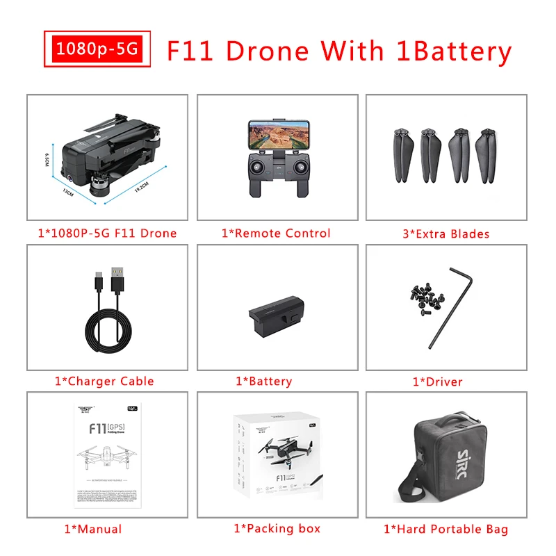 f11 1B portable bag SJRC F11 PRO 5G Wifi FPV gps бесщеточный Квадрокоптер 25 минут время полета RC Дрон 1080 P/2 K HD камера с сумкой для хранения - Цвет: f11 1B portable bag