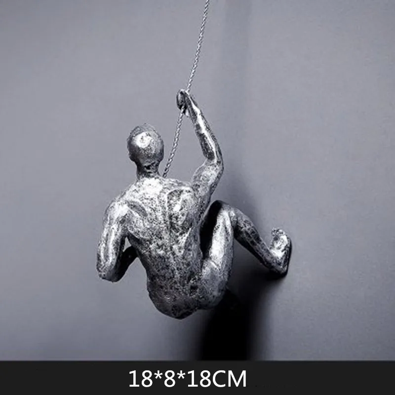 silver Скалолазание фигурки статуя абстрактная Ретро люди смолы ремесленника гостиная настенный Декор для дома кулон L2867 - Цвет: silver