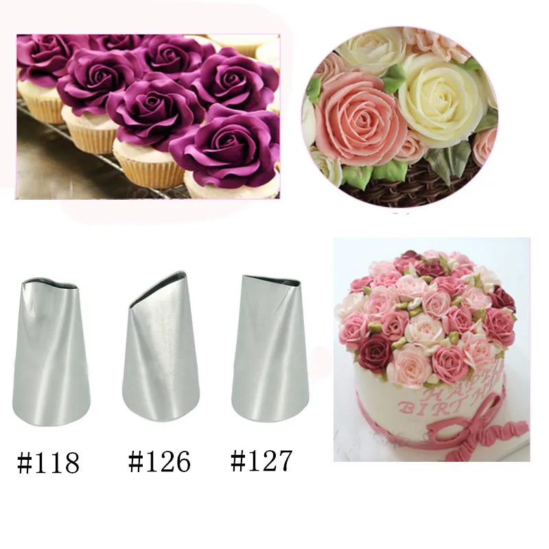 3 шт цветок Роза украшения наконечник наборы из нержавеющей стали Кондитерские