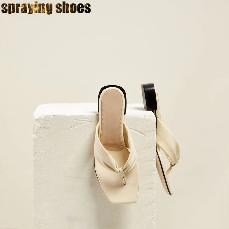 Квадратный мыс из натуральной кожи сандалии женская обувь на плоской подошве