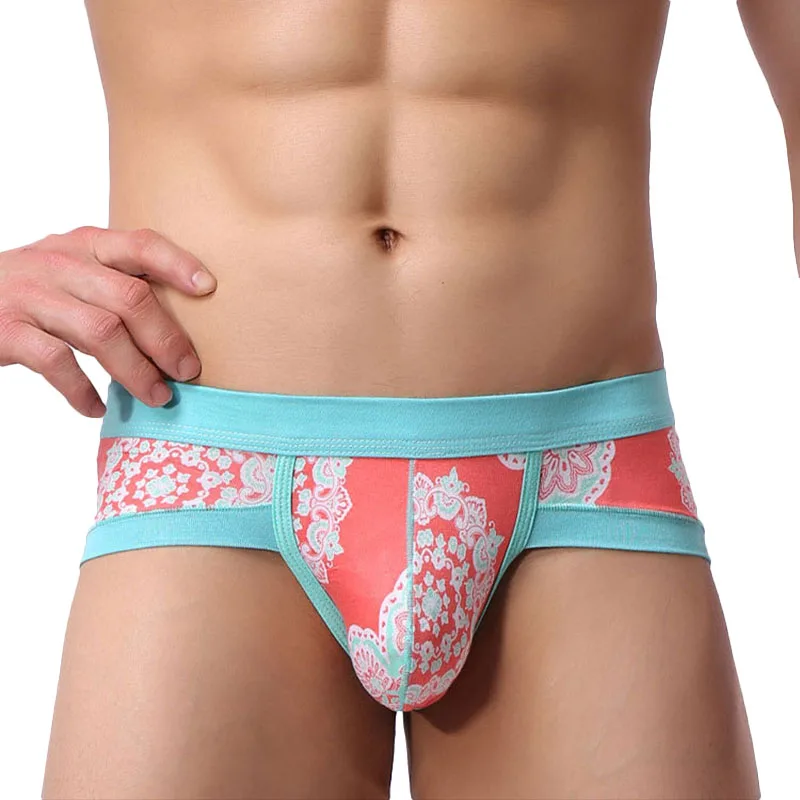 С низкой талией печатные сексуальные мужские плавки нижнее белье c выпуклой
