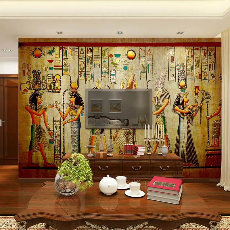 Винтажные обои ретро Египет Мурали настенные обои на заказ 3D для жилой комнаты и спальни, самоклеящиеся винил/шелк.