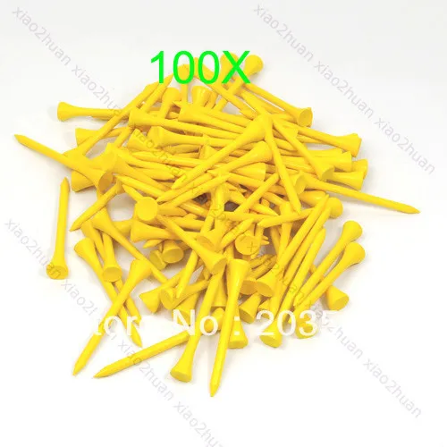 100pcs Yellow 70mm Golf Ball Wood Tee wooden Tees Brand New |