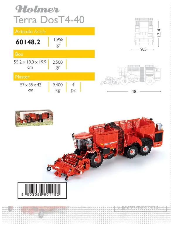 ROS 1:32 HOLMER TERRA DOS T440 художественный комбайн сельскохозяйственная техника сельскохозяйственные машины литая игрушка модель для украшения коллекции