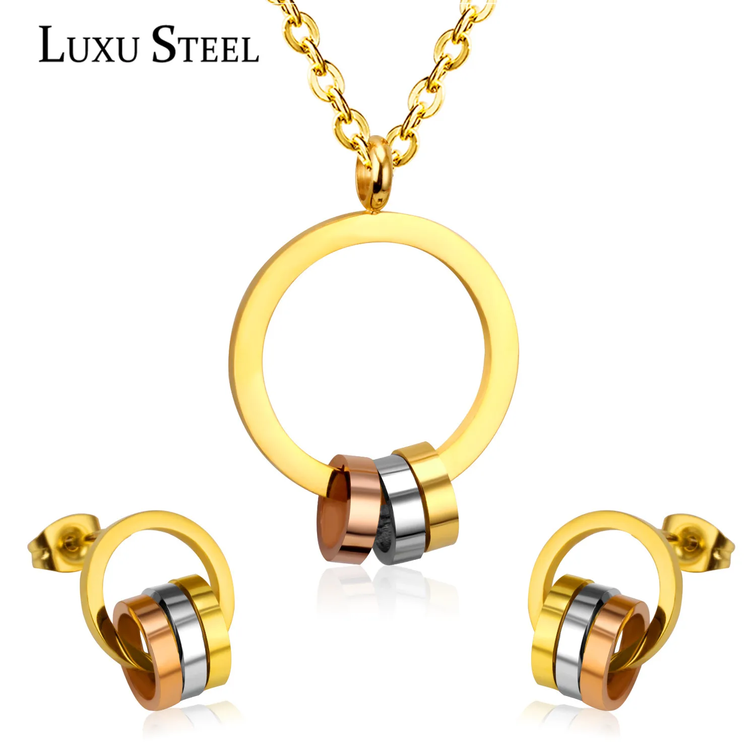 Роскошное ожерелье для невесты комплект из круглой подвески нержавеющей стали и