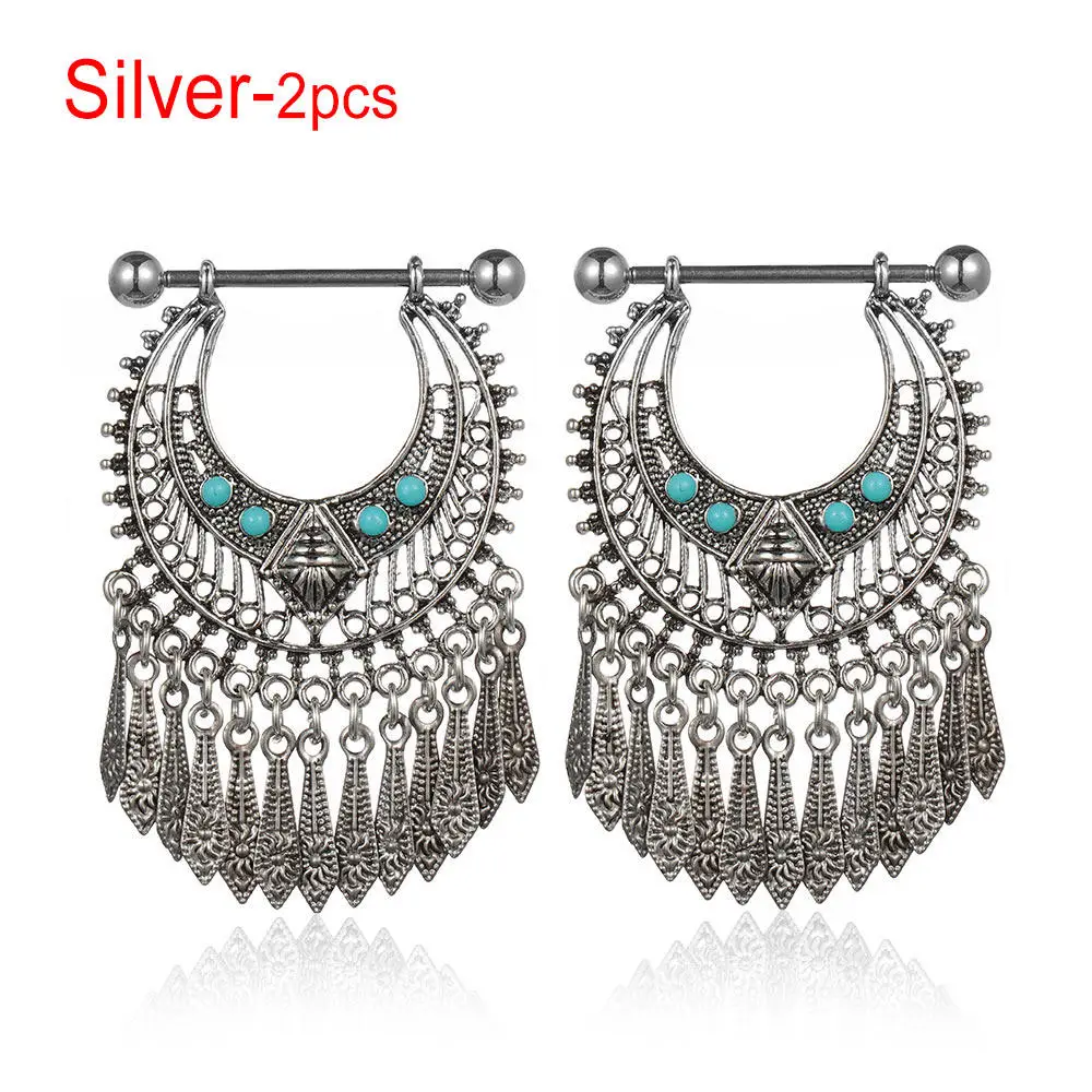 2Pc Silver 1/2 шт бар ниппель кольцо хирургическая Сталь Штанга Щит бар в стиле бохо, бижутерия для пирсинга, очаровательные ювелирные изделия для Для женщин - Окраска металла: 2Pc Silver