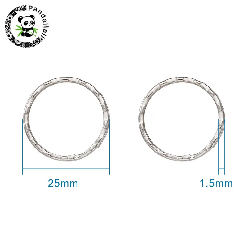 200pcs Pandahall 25mm Iron Round Double Loop Key Ring for Keychain DIY Making Golden Platinum |