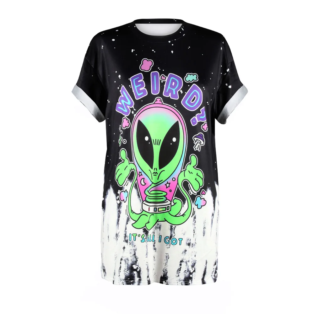 Новая летняя футболка в стиле панк с черепом Ouija Alien UFO с 3D принтом Tie Dye унисекс с коротким рукавом, свободная Мужская футболка, топы, майки, футболки, женские футболки